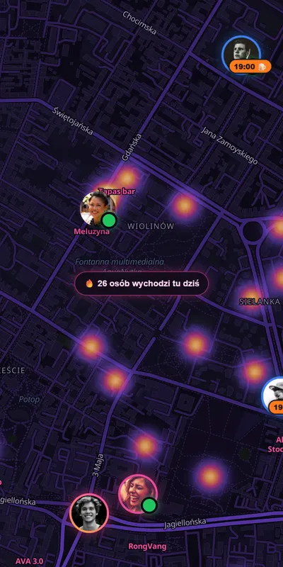 Mapa Drink Radar — hotspot, w którym ludzie wychodzą dziś wieczorem